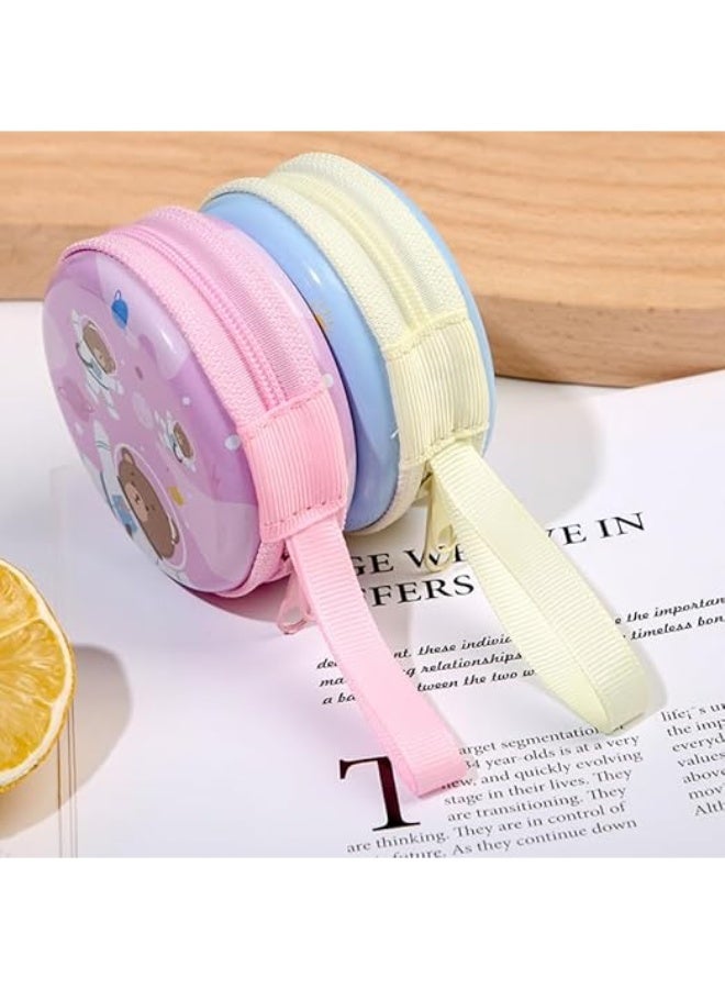 Coin Case for Kids Modern Design Round Shape Multi Color and Shape Suitable Size Makes It Easy to Store in Bag or Drawer. - Image 3